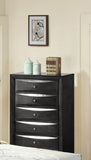 1Pc Contemporary 5 Drawer Chest Black Finish Solid Wood Wooden Bedroom Furniture B011P216688