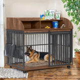 GO 44'' Heavy Duty Large Dog Furniture for Large Medium Dog with Lockable Wheels, Wooden Dog WF323360AAD