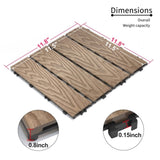 Patio Floor Tiles Pack of 11 WPC Wood-Plastic Composite Patio Deck Tiles DIY Interlocking Decking W206P201289