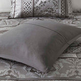 7 Piece Jacquard Comforter Set Grey Queen B03597022