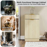 10-Gallon Woodgrain Tilt-Out Trash Can Cabinet with Wave-Textured Drawer & Pull-Out Bin 42935514