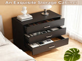 3-Drawer P2 Particleboard Bedside Table with Melamine Finish Drawer Cabinet Lockers 14101534