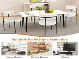 2 PCS White Sherpa Upholstered Dining Chair, Ergonomic Curved Backrest & Wide Round Seat 15230381