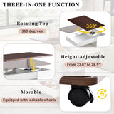 U-Can Adjustable End Table with Wheels, Modern Multifunctional Sofa Side Table with Lift-Top, N724P292505K