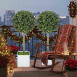 2PCS Set Artificial Tree Fake Plants Natural Boxwood Topiary Balls with 114 PE Leaves Tree Indoor 65465292