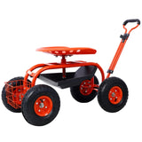 Garden Cart Rolling Scooter, Adjustable Height Heavy Duty Scooter, Rolling Garden Cart with 4 Wheels W227P207223