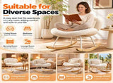 25.59"W x 33.66"D x 29.53"H Indoor Teddy Fabric Rocking Chair, Soft Fluffy Lounge Rocker with White 73370403