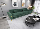 FX-P18-RG2 Luxury Emerald Green Velvet Sofa with Gold Accents - Modern 3-Seat Couch with Plush W57664704