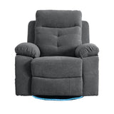 Power Recliner Glider Chair With Bluetooth Speaker 270 Degree Swivel With LED Light Side Arm With W1203P173383