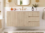 36-Inch Wall-Mounted Bathroom Vanity with Ceramic Sink, Soft-Close Doors Drawers, MDF N729P517638N