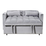 ZUN 3 in 1 Convertible Sleeper Sofa Bed, Modern Pull Out Couch Bed, Adjustable Backrest, Velvet Loveseat W2121P179225