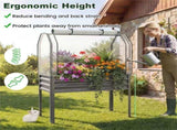 3-in-1 Metal Raised Garden Bed with Mini Greenhouse Cover, Elevated Planter Box - Gray 48993703