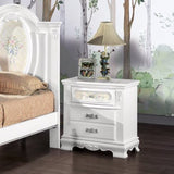 White 2-Drawer Nightstand with Floral Motifs B062P209008