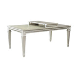 ZUN Modern Glam Design 1pc Dining Table with Extension Leaf Silver Finish Acrylic Inset Framing Dining B011104400