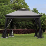 ZUN Outdoor 11x 11Ft Pop Up Gazebo Canopy With Removable Zipper Netting,2-Tier Soft Top Event W419P168166