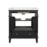 30" Bathroom Vanity with Sink Combo, Multi-functional Bathroom Cabinet with Doors and Drawer, Solid WF322498AAB