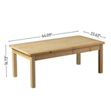 Outdoor Wood Coffee Table, 44" Farmhouse Side Table for Patio, Solid Cedar Wood Accent Table with 80517113