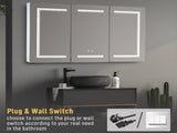 LED Bathroom Wall Cabinet, 3 Door Bathroom Mirror Cabinet, white 13234989