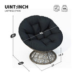 ZUN 40" Ergonomic Wicker Papasan Chair with Cloud Thick Density Fabric Cushion,3-proof Cover,High N723P224372D