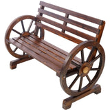 2-Person Wooden Wagon Wheel Bench for Backyard, Patio, Porch, Garden, Outdoor Lounge Furniture W465P222613