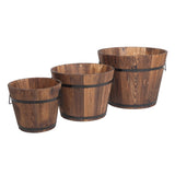 ZUN Outdoor Reinforced And Anticorrosive Wooden Pot Set Of Three 35284296