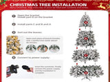 8 FT Pre-lit Snow Flocked Christmas Tree, Artificial Hinged Xmas Pine Tree with 1300 Branch Tips, 40181565