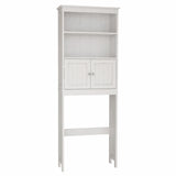 ZUN Over The Toilet Rack 2 -Tier Toilet Bathroom Spacesaver Storage Shelf with 2 Doors Wood Storage W112049945