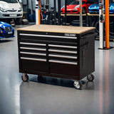 Extra-Deep 46In 9-Drawers Rolling Tool Chest, Mobile Tool Storage Cabinet/Work Bench with Wooden W3037P288786