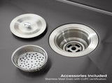 Kitchen Sink, 27x19 Single Bowl, Undermount Handmade Sink in Black, with US Standard Drain and 90694307