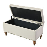 Ottoman storage bench, recessed support hinge top easy to open, rivet trim around, bedroom, W2941P242252