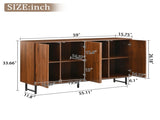 Mid-Century Modern Walnut Sideboard Buffet Cabinet, 59*16*33 inches Geometric Carved Storage Cabinet W3867P373415