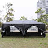 ZUN 10'x20' Outdoor Party Tent with 6 Removable Sidewalls, Waterproof Canopy Patio Wedding Gazebo, Black 67497602