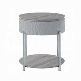 Grey High Gloss and Chrome End Table with Drawer B062P209132