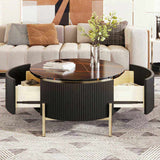 Modern Round Coffee Table with 2 large Drawers Storage Accent Table WF311606AAB