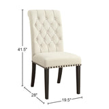 Set of 2 Fabric Upholstered Dining Side Chairs, Beige and Smokey Black B016P369245