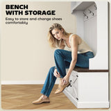Storage Cabinet Hall Tree Entryway Bench with Coat Rack 30116121