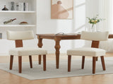 064-Set of 2 Linen Fabric Modern Armless Dining Chairs With Curved backrest and Solid Wooden Legs 98421973