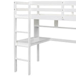 ZUN Twin Size Loft Bed with desk and shelves, Safety Guardrail and ladder,White W504P181854