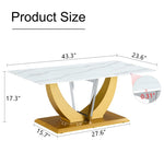 ZUN Coffee table.Modern minimalist Tempered glass with sticker desktop ,golden MDF legs and stainless W1151P149682