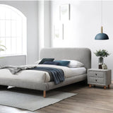 Grey Boucle 2-Drawer Upholstered Nightstand B062P209004