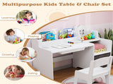Kids Table and Chair Set with Storage Drawers House-Shaped Study Desk for Playroom Bedroom- White 77469189