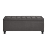 Upholstered tufted button storage bench ,Linen fabric entry bench with spindle wooden legs, Bed W2186P151307