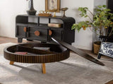 39.37" Retro Round Coffee Table with Storage Space, Suitable for Living Room and Office, Brown W757P379484
