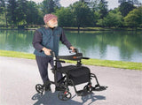 2-in-1 Rollator Walker & Wheelchair 6-Level Adjustable Handles, 1-Hand Folding, Storage 51449217