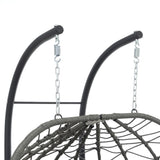 2 Persons Egg Chair with Stand Indoor Outdoor Swing Chair Patio Wicker Hanging Egg Chair Hanging W1703P163952