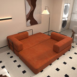 Convertible Sleeper Sofa Bed with Cylindrical Pillow, Corduroy Folding Mattress Couch with W1960P281949