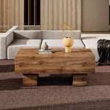 ZUN This modern rectangular coffee table features a stylish wood color, making it an ideal addition to W1151P168335