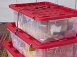 (2 pack) 27 Gallon Clear Plastic Storage Bin with Red Snap Lid 11854476