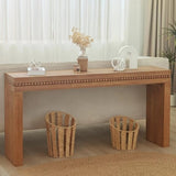 Convenience Concepts Natural Wood Console Table/Desk with Real Wood Beads Decoration W2729P198988