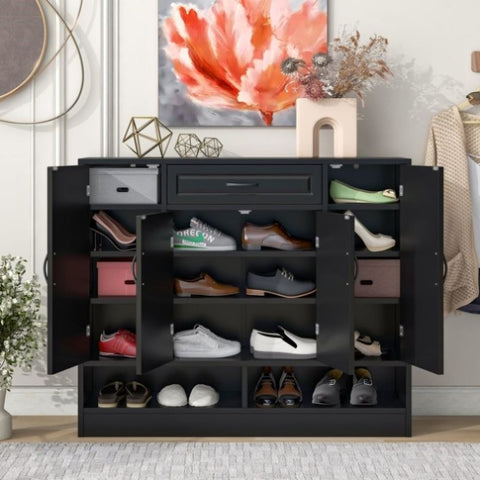 ZUN ON-TREND Sleek and Modern Shoe Cabinet Adjustable Shelves, Minimalist Shoe Storage Organizer WF304415AAB